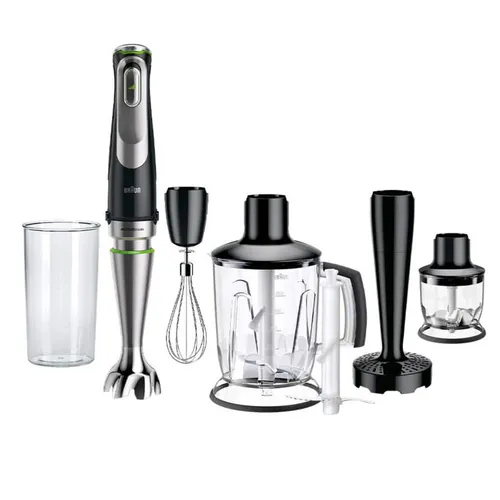 Batidora de mano - Braun Minipimer MultiQuick 9 MQ9147X, 1200W, 0.6 l, Active PowerDrive, EasyClick Plus, 3 Velocidades, 5 Accesorios + Picadora, Inox