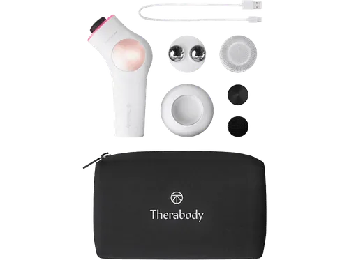 Masajeador facial - Therabody TheraFace PRO, Para Cara, Terapia de luz LED, Microcorriente, Limpieza Profunda, Blanco