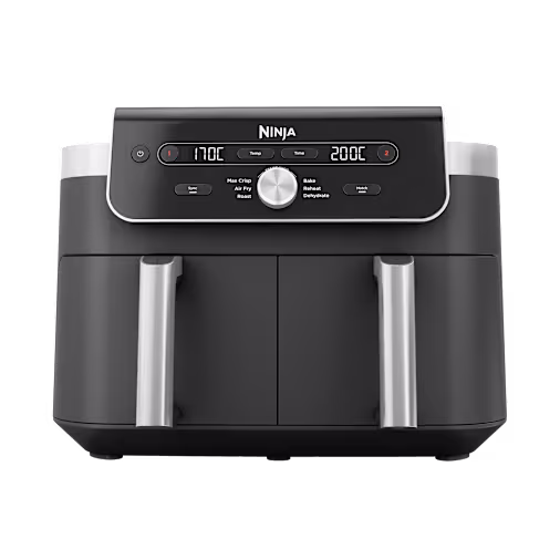 Freidora de aire - Ninja DZ901EU, 9.5 l, 2470W, 240 °C, 2 Cestas, 6 Funciones Cocción Personalizables, Negro