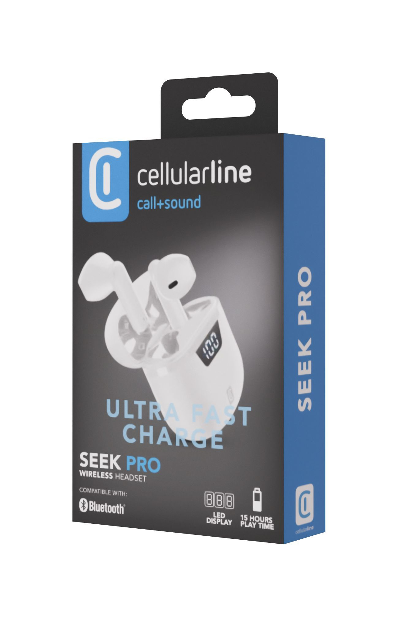 Auriculares True Wireless - CellularLine SEEK PRO, Intraurales, Bluetooth, Blanco