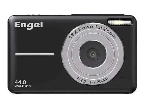 Cámara - Engel EC 2400 B, 8 MP (hasta 44MP interpolados), FHD, Digital, Compacta, Apertura de F/2.2, 16x Zoom, Pantalla 2.4", Negro