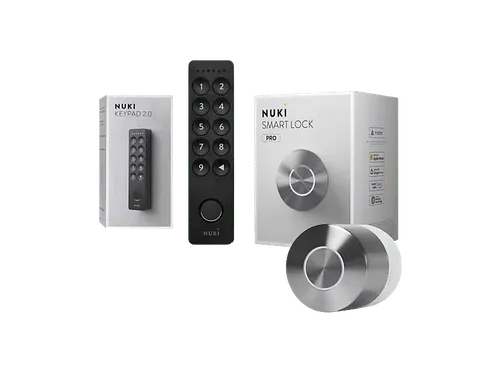 Cerradura electrónica - NUKI Smartlock Pro + Keypad 2, Wi‑Fi, 20 Huellas Digitales, Plata