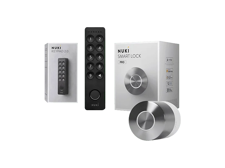 Cerradura electrónica - NUKI Smartlock Pro + Keypad 2, Wi‑Fi, 20 Huellas Digitales, Plata