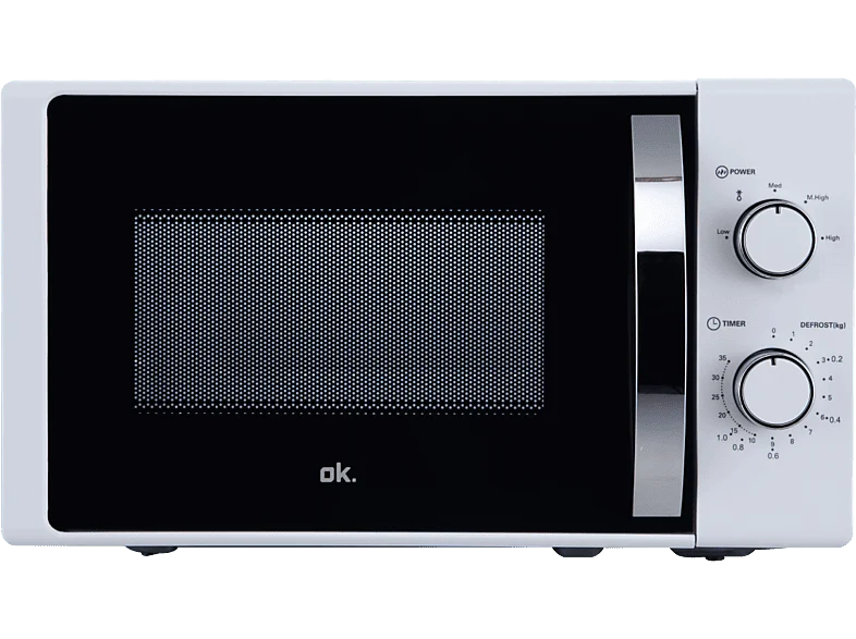Microondas - ok. OMW 2024-3 W, 700 5 Niveles de Potencia, 20 l, Control Mecánico, Blanco
