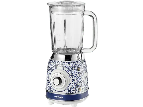 Batidora de vaso - Ariete Capri, 1000 W, 1.5 L, Pica Hielo, 4 Cuchillas, Velocidades+Pulse, Azul/Blanco