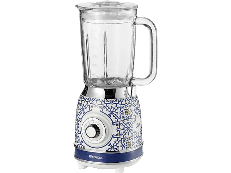 Batidora de vaso - Ariete Capri, 1000 W, 1.5 L, Pica Hielo, 4 Cuchillas, Velocidades+Pulse, Azul/Blanco