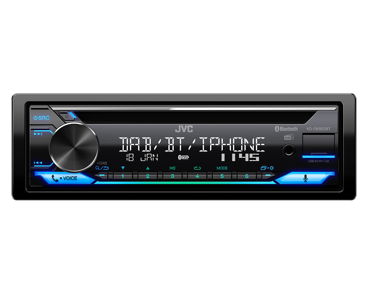 Autorradio JVC Negro 1 DIN Bluetooth 4.2 KD-DB922BT