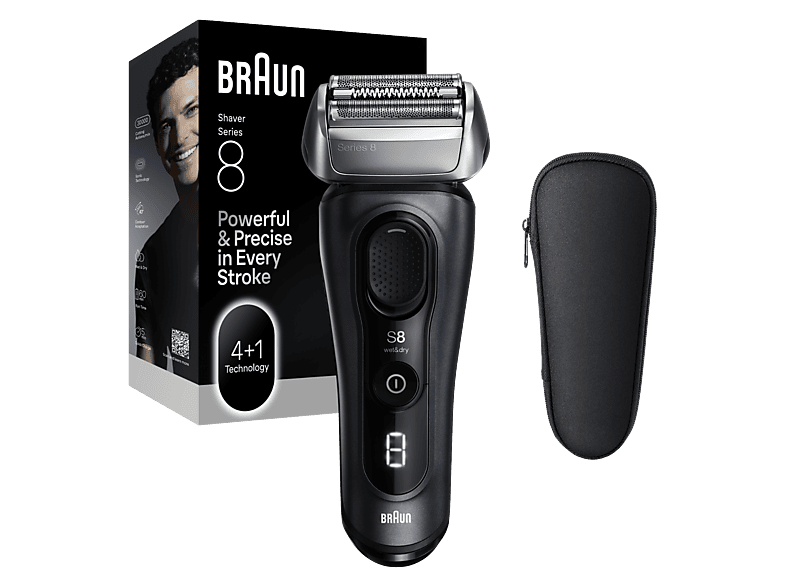 Afeitadora - Braun eléctrica Series 8 8603s, SensoAdapt, 60 min autonomía, Afeitado en seco y mojado, Gris