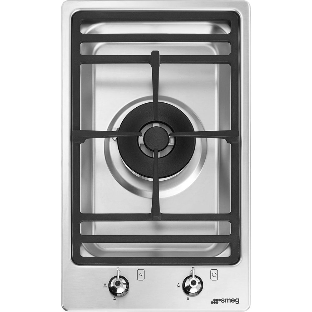 Smeg - Placa de gas SMEG con 1 zona de cocción y doble corona, 2 mandos y parrillas de fundición - PGF31G2.