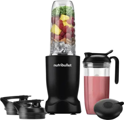 Batidora de vaso - Nutribullet Turbo 1000 NBT1006MB, Motor W, personal, 0.9 l / 0.5 l, Cuchilla acero inoxidable, Sin BPA, Negro mate