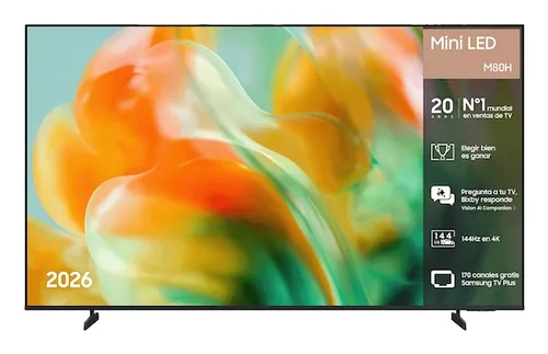 TV Mini LED 55" - Samsung TU55M80HAUXXC, UHD 4K, NQ4 AI Gen2 Processor, Smart TV, Full AI, Negro