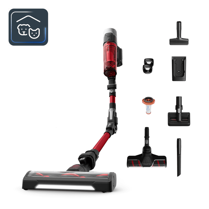 Rowenta X-Force Flex 9.60 Animal care de Rowenta, Aspiradora escoba sin cable,100 AW, Kit Completo de Cepillos y Accesorios, Tecnología Flex, Hasta 45 Minutos de Autonomía