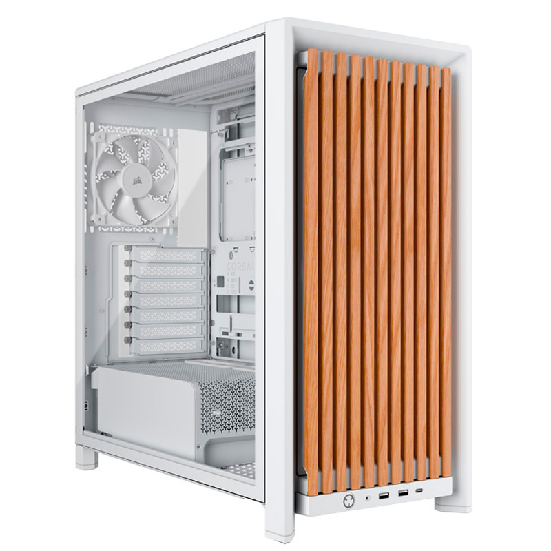 Caja CORSAIR FRAME 4000D WOOD RS Madera, Blanco