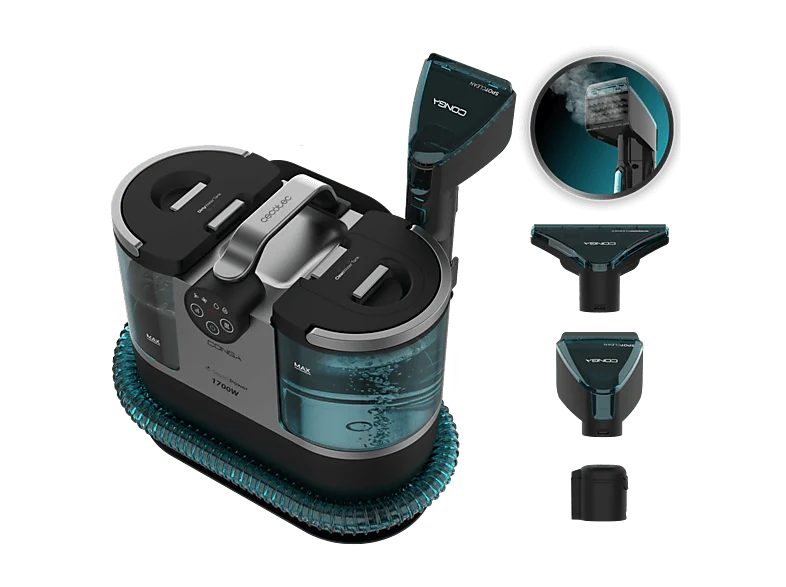 Aspirador de tapicerías - Cecotec Conga 7000 Carpet&Spot Clean Steam XXL, 1700 W, Radio hasta 7 m, Limpia tapicerías, Azul y Negro