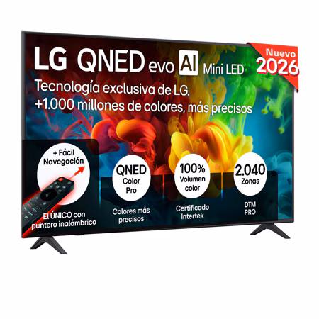 TV QNED Mini LED 75" - LG 75QNED82B6A, UHD 4K, Procesador Inteligente α8 AI Processor 4K Gen3, Smart TV, DVB-T2 (H.265), Negro