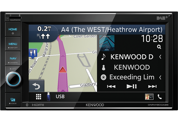 Autorradio Kenwood Negro CarPlay 6.2 pulgadas DNR4190DABS