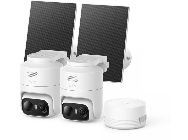 Cámara de vigilancia IP - Eufy C36 2+1 kit, 2K, Función visión nocturna, Blanco