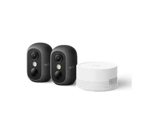 Cámara de vigilancia IP - Eufy Cam C35 2+1 kit, Función visión nocturna, IP67, Ilumina hasta 10 metros, Negro