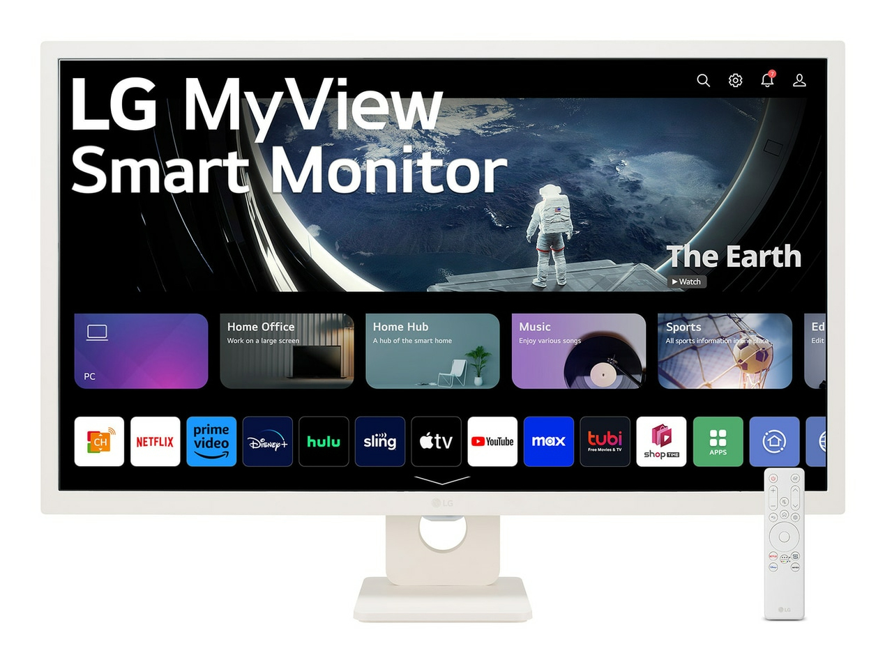 Monitor - LG 32SR50F-W, 32" Full-HD, 60 Hz, 5 ms, Smart Monitor, IPS, 2x HDMI, webOS23, HDR10, Blanco