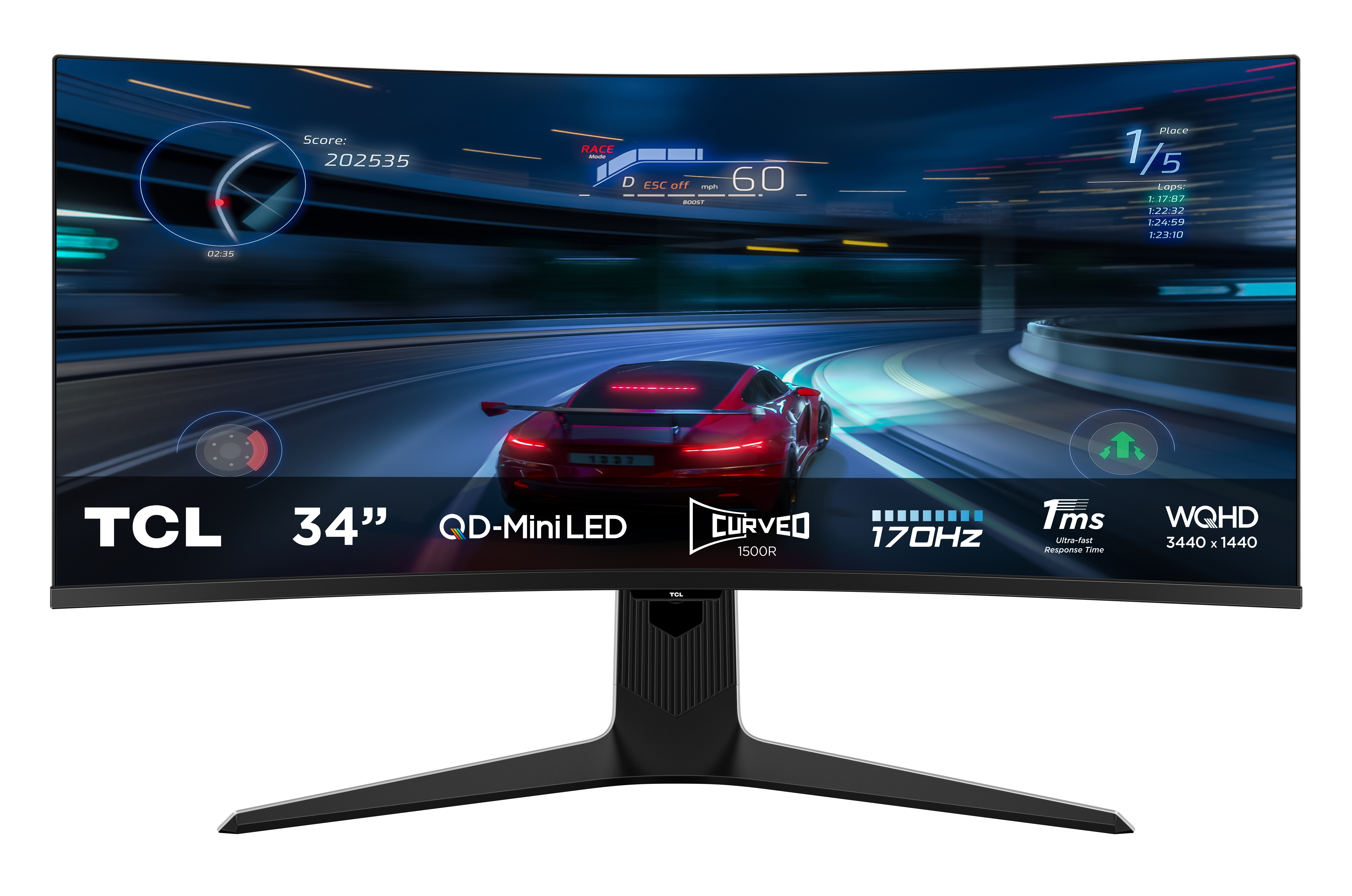 TCL 34R83Q 34" UWQHD 2K VA QD-Mini LED 170Hz 1ms HDR FreeSync/G-Sync Curvo