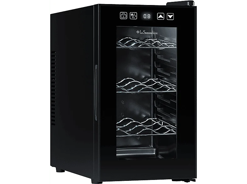 Vinoteca - La Sommeliere LS8E, Estático, 8 botellas, 3 bandejas, Pantalla electrónica, Negro