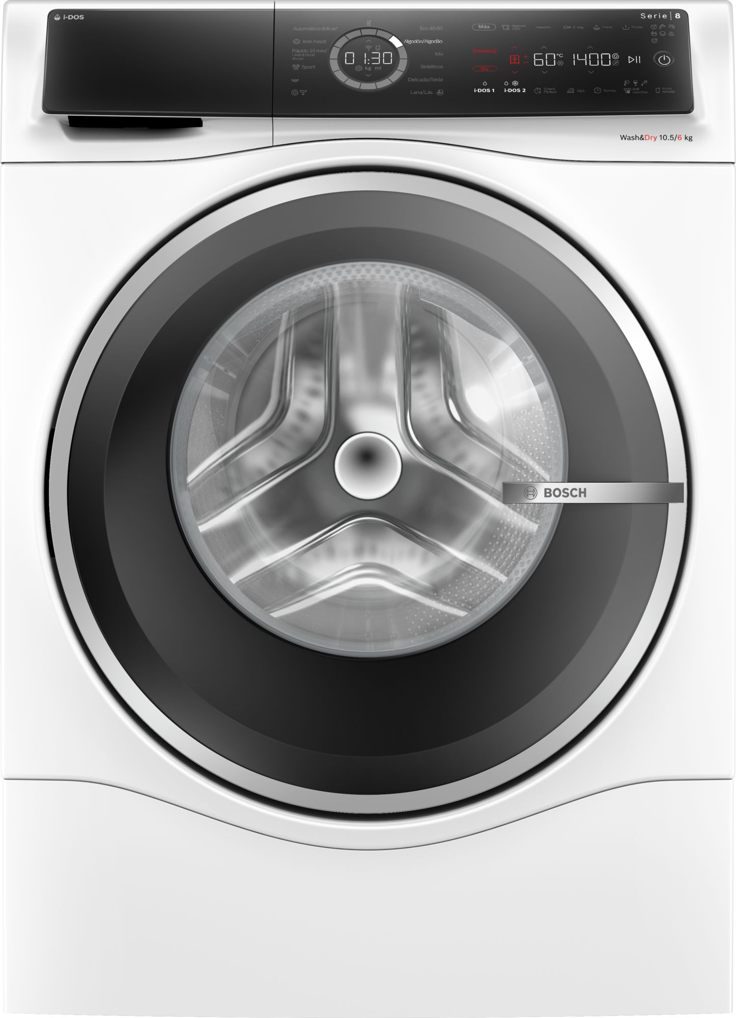Lavadora secadora - Bosch WNC254A0ES, 10.5 kg de lavado, 6 secado, i-Dos autodosificación, Home Connect, Blanco