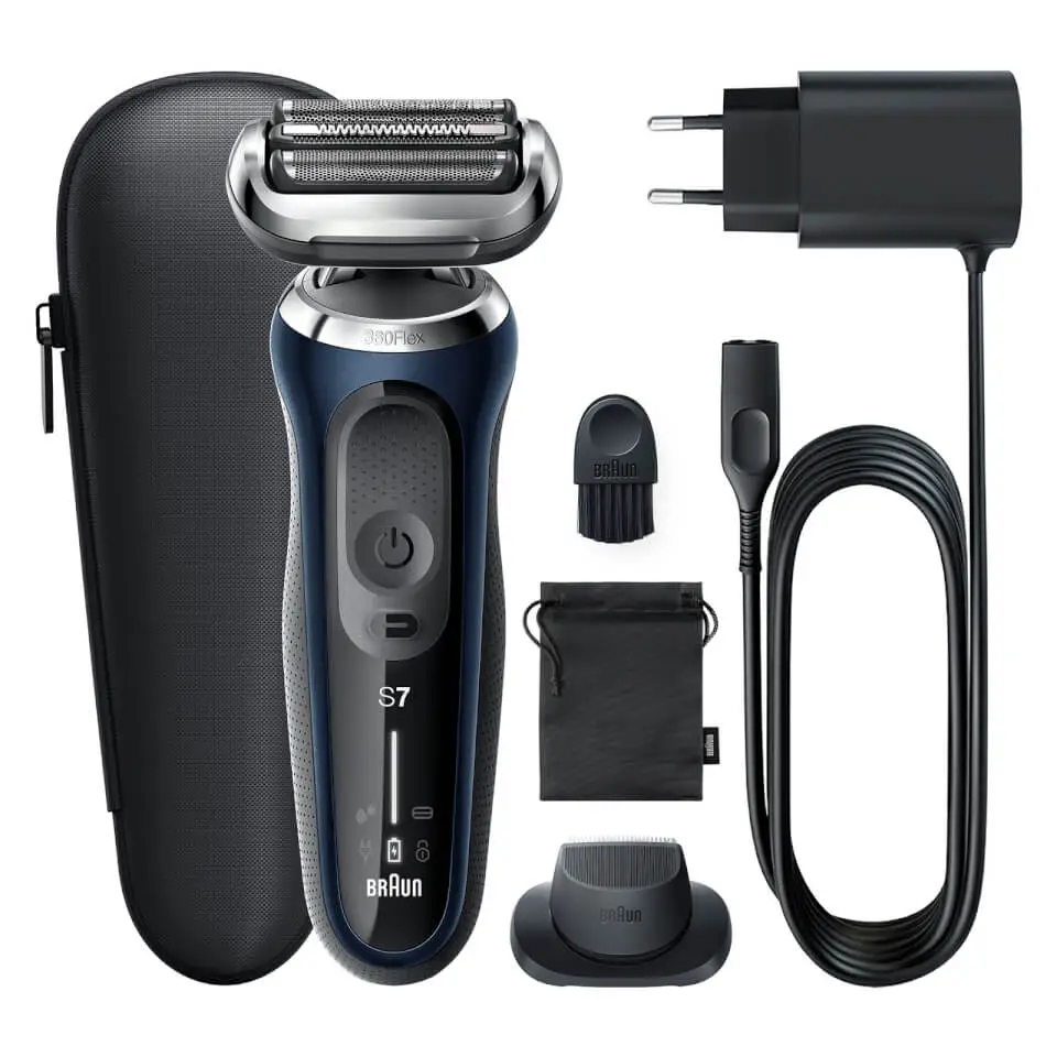Afeitadora - Braun Series 7 71-B1200S, eléctrica de barba, Wet & Dry, Accesorio para corte pelo, Azul