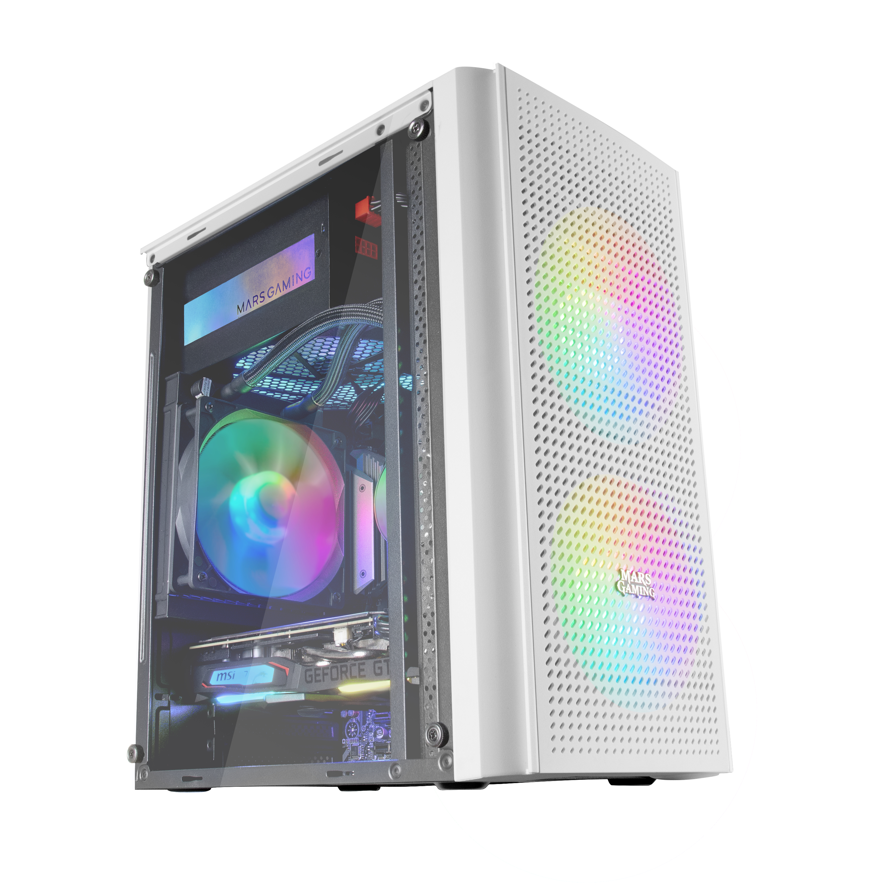 Caja MARS GAMING MC300W Caja PC Micro ATX Cristal Templado 3xVentilador FRGB BlancoRGB Blanco
