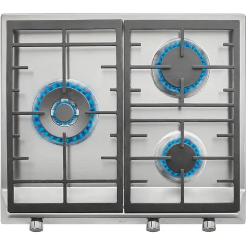 Placa de gas - Teka EX 60.1 3G AI AL DR CI NAT, 3 zonas, Gas natural, 60 cm, Acero inoxidable