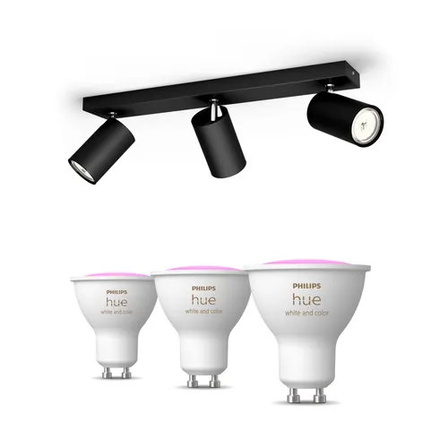 Philips Hue Pack: X2 Focos Philips Kosipo (negro) + 2 Bombillas Gu10 Rgb