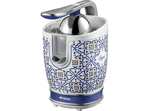 Exprimidor - Ariete Capri, 0.6 l, 85 W, Boquilla de Acero inoxidable Antigoteo, Dos Conos, Azul/Blanco