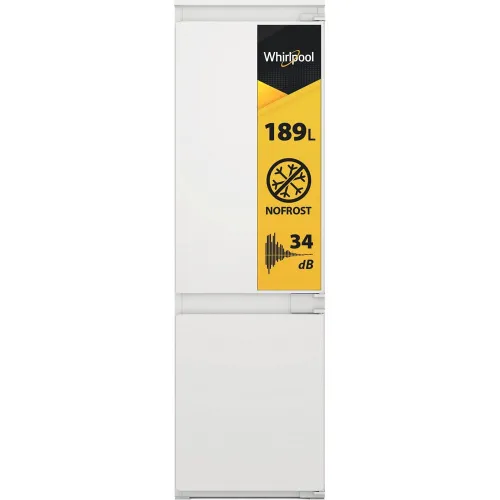 Frigorífico combi integrable - Whirlpool WHC18D031A1, Less Frost, 177 cm, 268 l, Fresh Box+, Tecnología 6th sense, Blanco