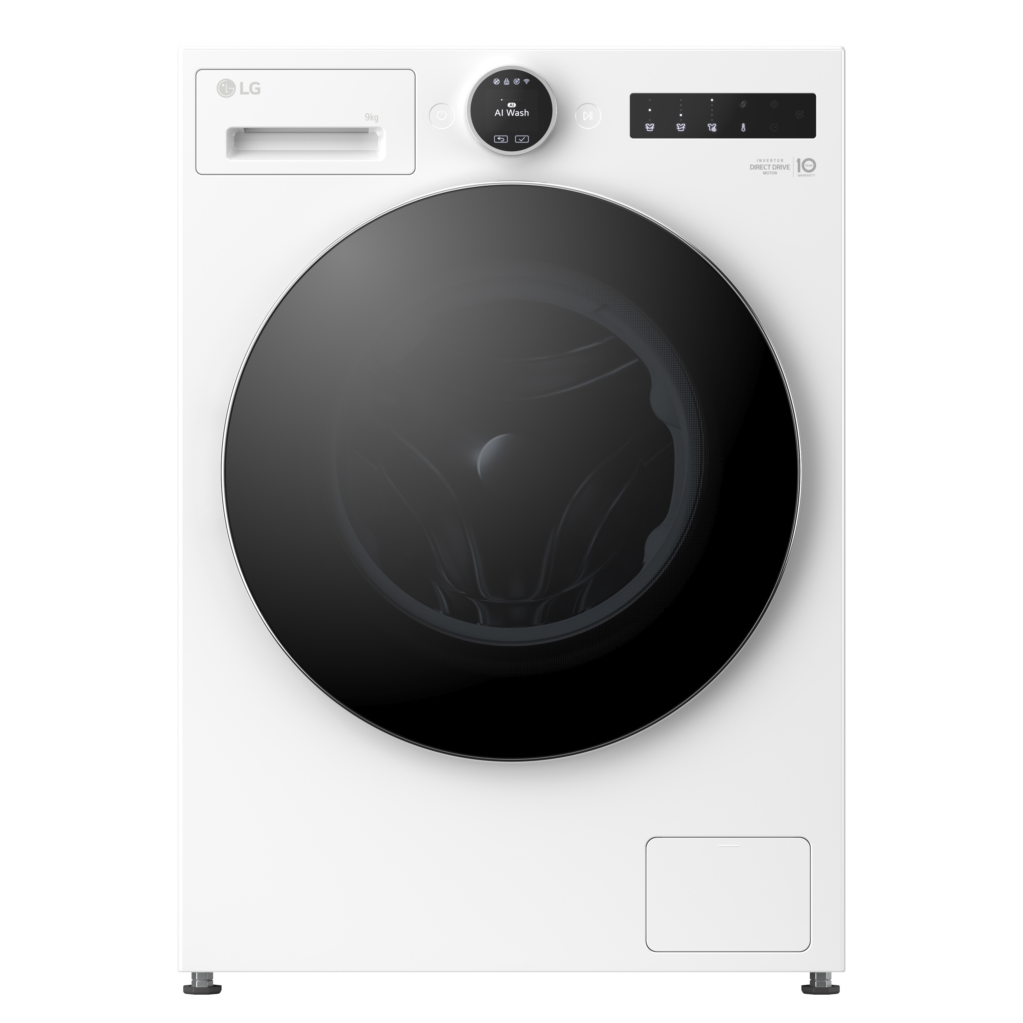 Lavadora carga frontal - LG F4X9009TWCE, 9 kg, 1400 rpm, 23 programas, TurboWash™ 360°, Selector LCD, Clase A-60%, Blanco