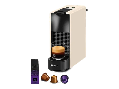 Cafetera de cápsulas - Krups Essenza Mini XN110, 19 bar, 1310 w, 0.6 L, Calentamiento en 30 s, Apagado automático, Blanco