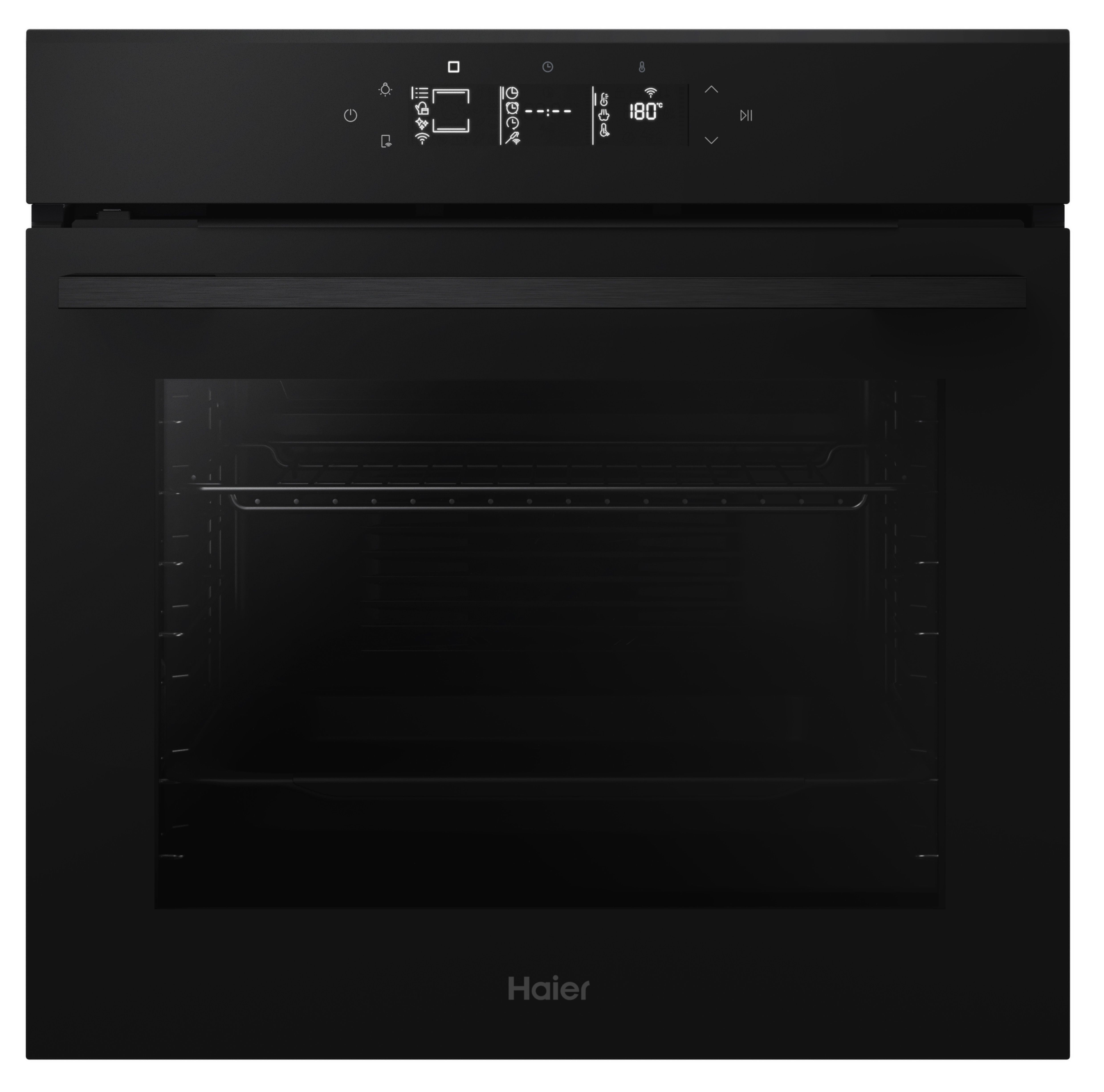 Horno - Haier ID Series 4 H6 ID46G3HTB, Multifunción, Limpieza por agua, 78 l, Guías telescópicas, 18 funciones, 60 cm, Negro