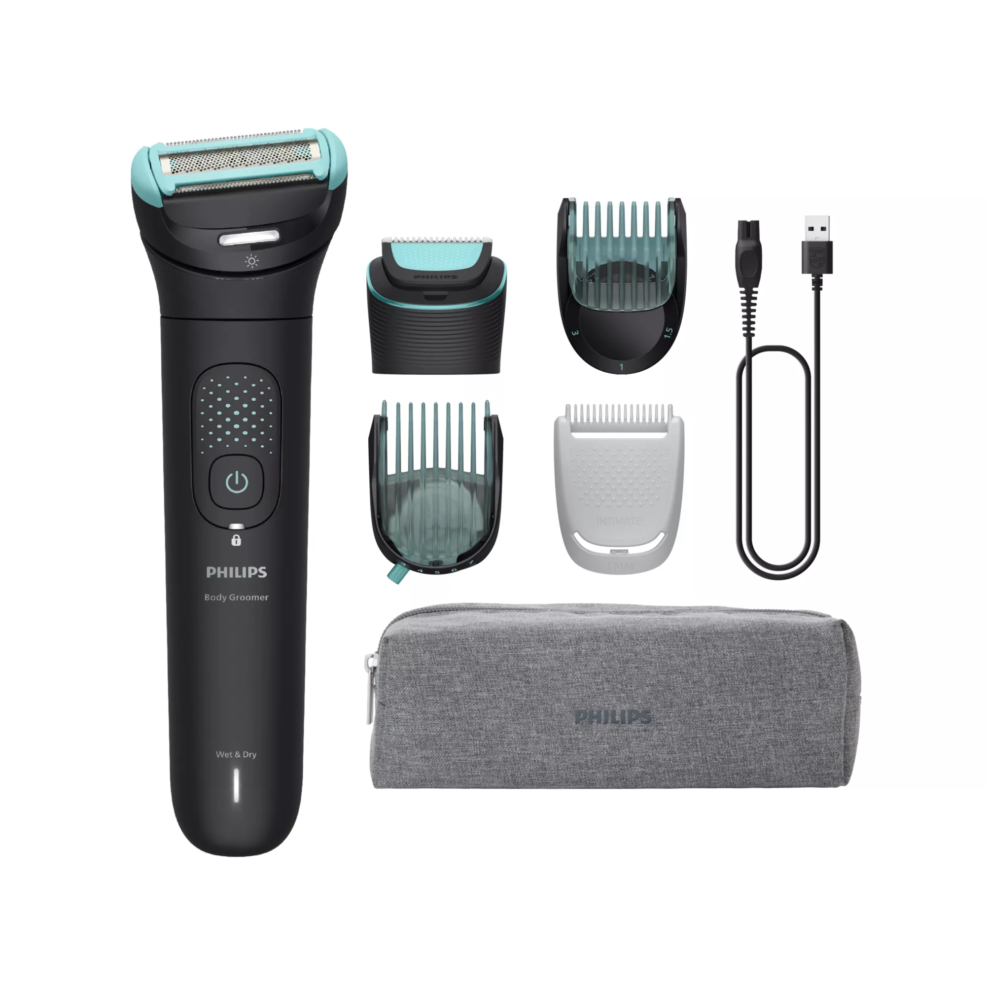 Afeitadora corporal Philips Bodygroom Series 7000 Triple Protect Seco y mojado Negro BG7470/15