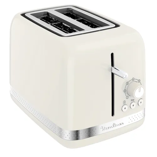Moulinex Soleil Marfil, Tostador de 2 ranuras, Diseño vintage, 7 niveles de tostado, 3 funciones luminosas