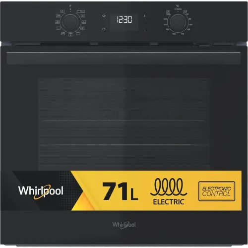 Horno - Whirlpool OMR58HU1B, Multifunción, Hidrolítica, 71 l, 59.5 cm, Guías telescópicas, Smart Clean, Negro