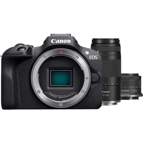 Canon - Cámara evil Canon EOS R100 + Objetivo RF-S 18-45mm F4.5-6.3 IS STM + Objetivo RF 75-300mm F4-5.6.