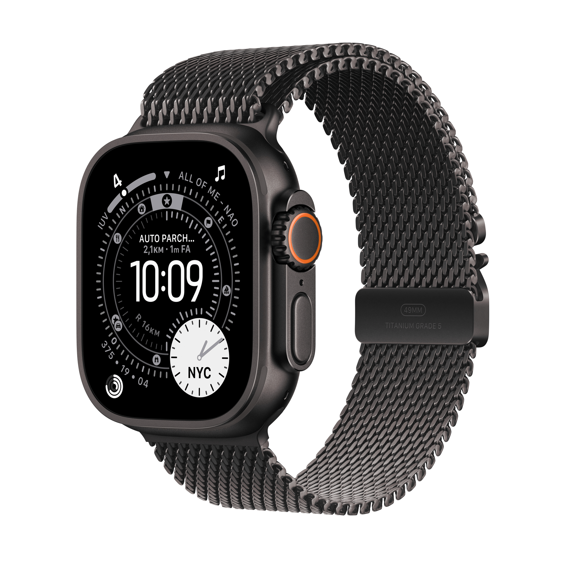 Apple Watch Ultra 3 GPS + Cellular 49mm Black Titanium Case with Black Titanium Milanese Loop - Large