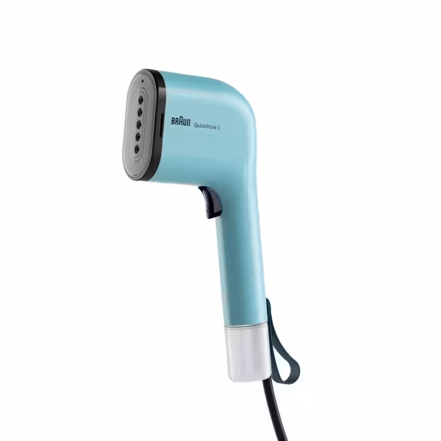 Plancha de vapor vertical - Braun QuickStyle 3 GS3013GR, 1100 W, 70 ml, Vapor 20 g/min, Calentamiento rápido, Verde claro