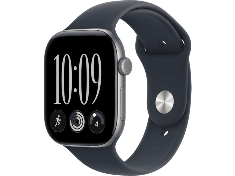 Apple Watch Series 12 (2026), GPS, 46mm, Caja de aluminio Gris espacial, Correa deportiva Azul marino, Talla S/M, Siri AI
