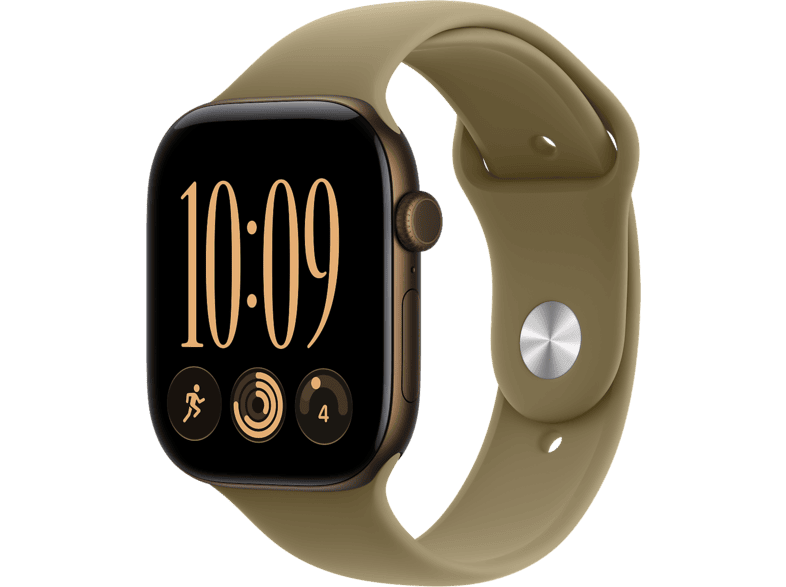 Apple Watch Series 12 (2026), GPS, 42mm, Caja de aluminio Bronce oscuro, Correa deportiva Verde oliva, Talla M/L, Siri AI