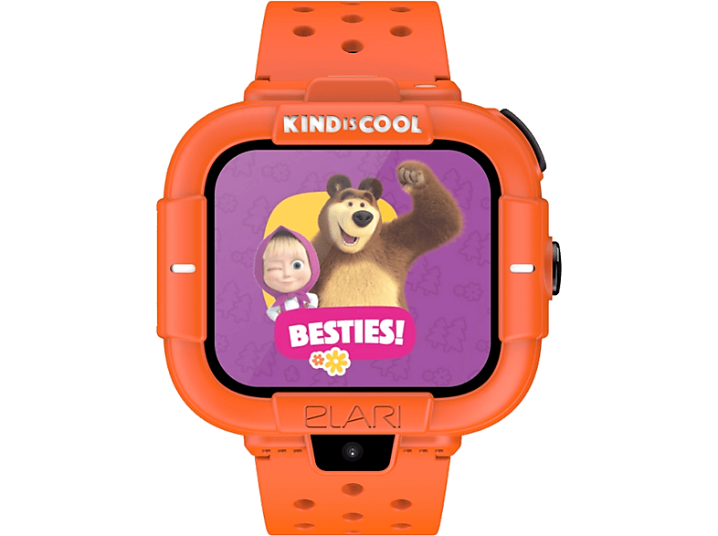 Smartwatch infantil - Elari KidPhone MB, Pantalla táctil, GPS, Nano SIM, Cuadrada 320x380, Diseño Masha y el Oso, Naranja