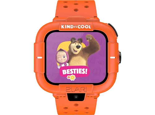 Smartwatch infantil - Elari KidPhone MB, Pantalla táctil, GPS, Nano SIM, Cuadrada 320x380, Diseño Masha y el Oso, Naranja