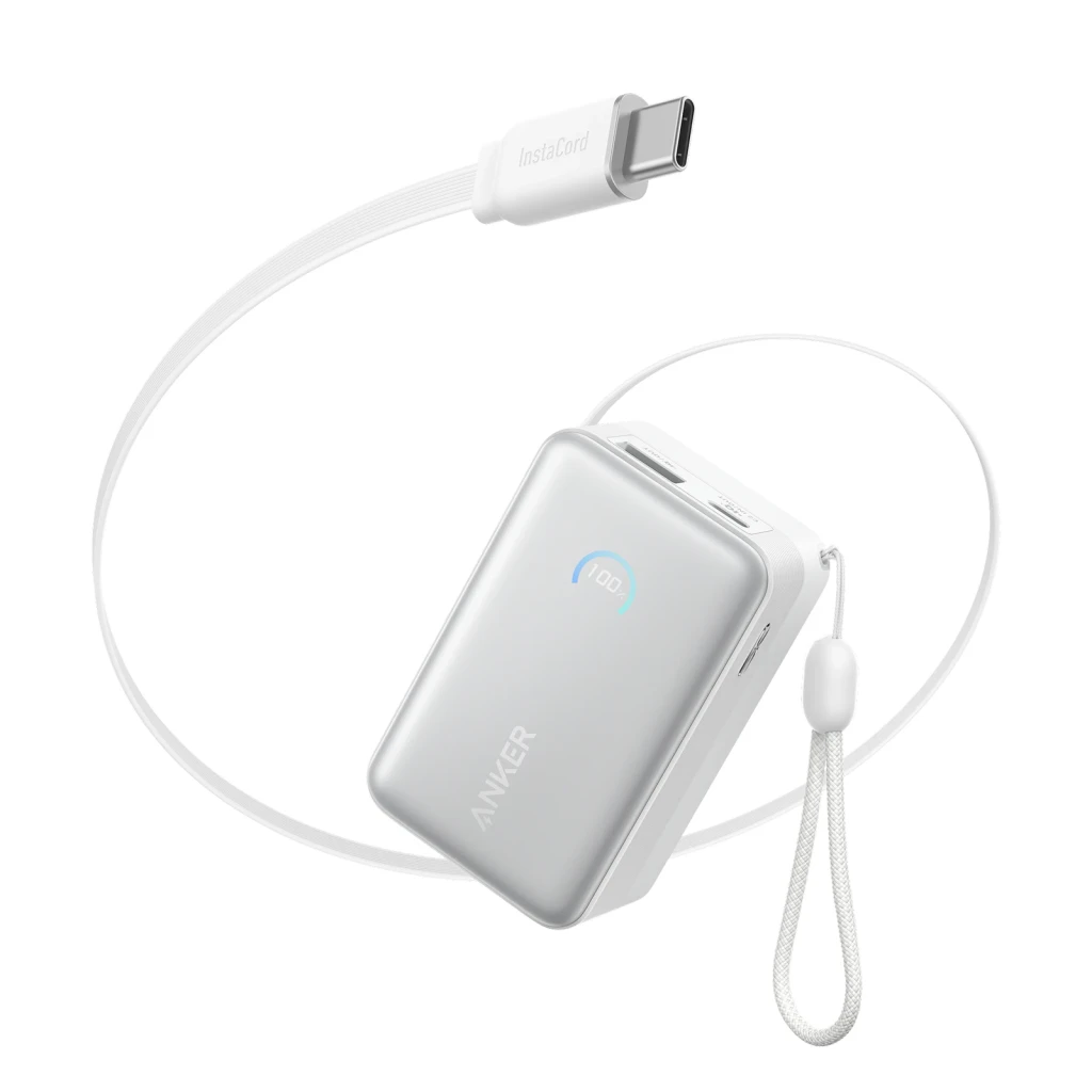 Anker Nano Power Bank 10K 45W 10000mAh Blanco Cable USB-C Retráctil Carga Rápida