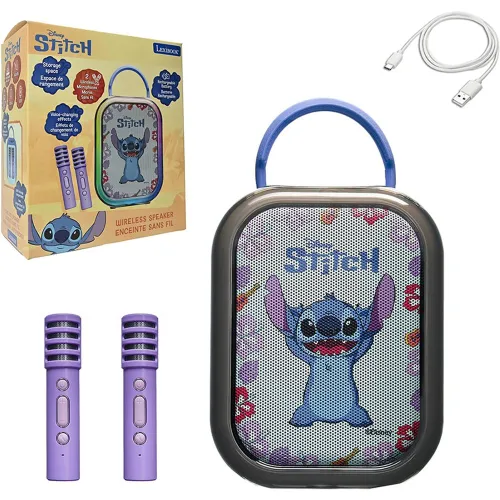 Lexibook - Karaoke Stitch con 2 microfonos inalambricos Bluetooth Lexibook.