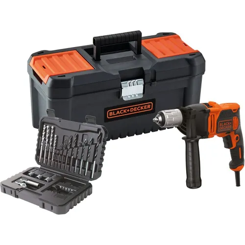 BLACK+DECKER - Taladro Percutor 850 W BLACK + DECKER BEH850KA32-QS + caja + accesorios.