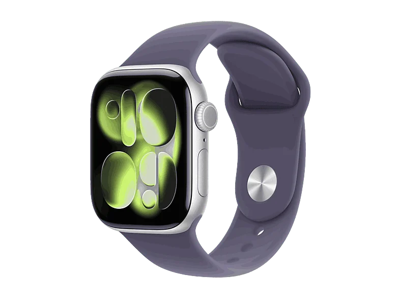 Apple Watch Series 11 (2025), GPS, 42 mm, Caja de aluminio Plata, Correa deportiva Niebla lila, S/M, Calidad del sueño, 24h Autonomía