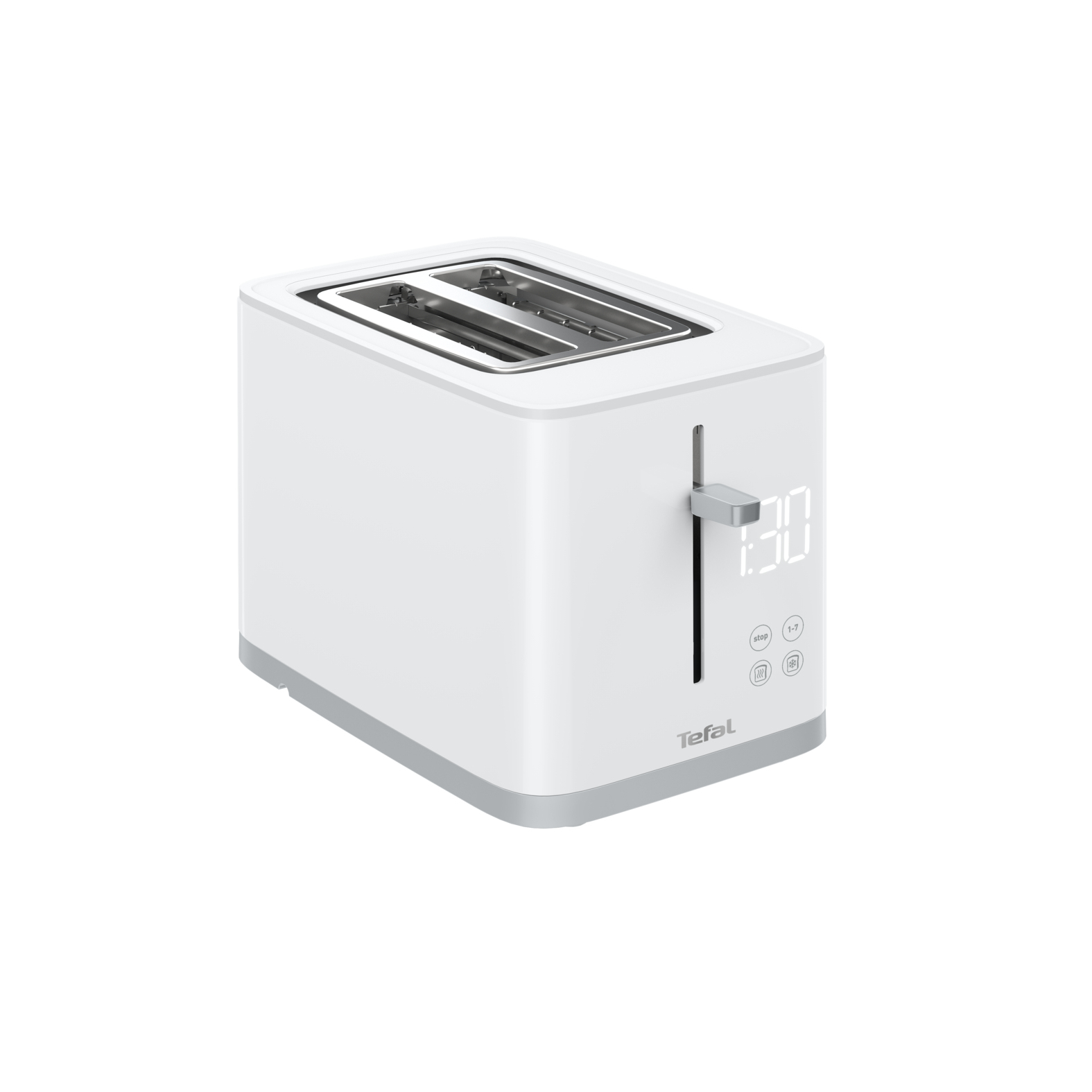 Tefal Sense, Tostadora de 2 ranuras, Pantalla digital, 7 niveles de tostado, 4 funciones dedicadas, Diseño minimalista, Blanco